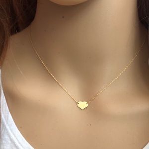 14K Solid Gold Mini Heart Dainty Necklace